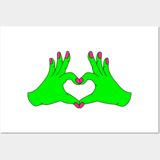 Hand Heart Alien Posters and Art